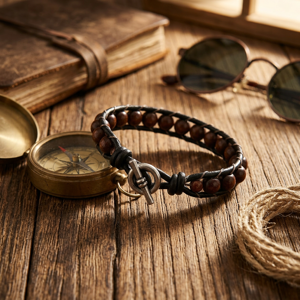 Bead & Leather Bracelet